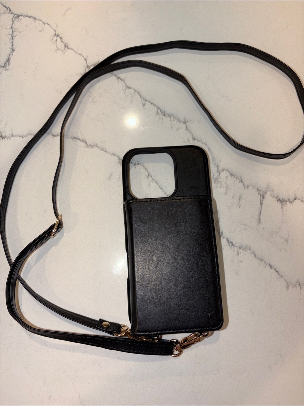 Black Crossbody Strap Phone Case for iPhone 16 Pro